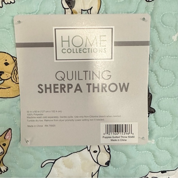50” x 60” Quilted Sherpa Throw Blanket With Puppy Dog Design - Picture 2 of 6
